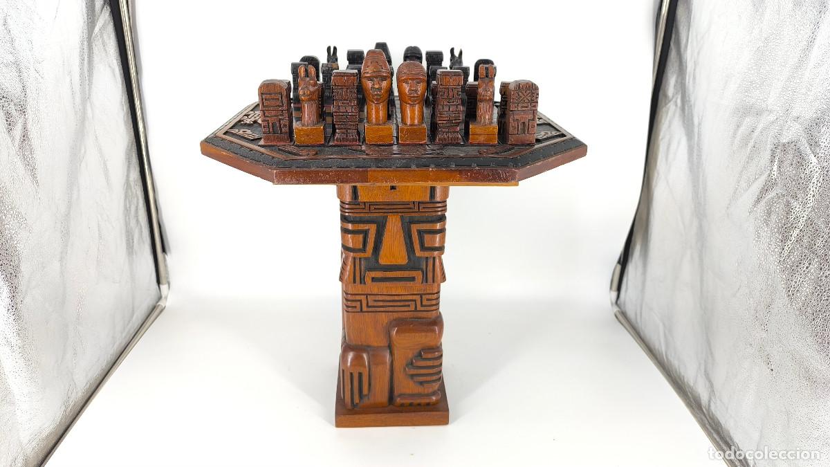Juegos de mesa: Ajedrez Maya antiguo tallado a mano en Madera de Cedro - Foto 1