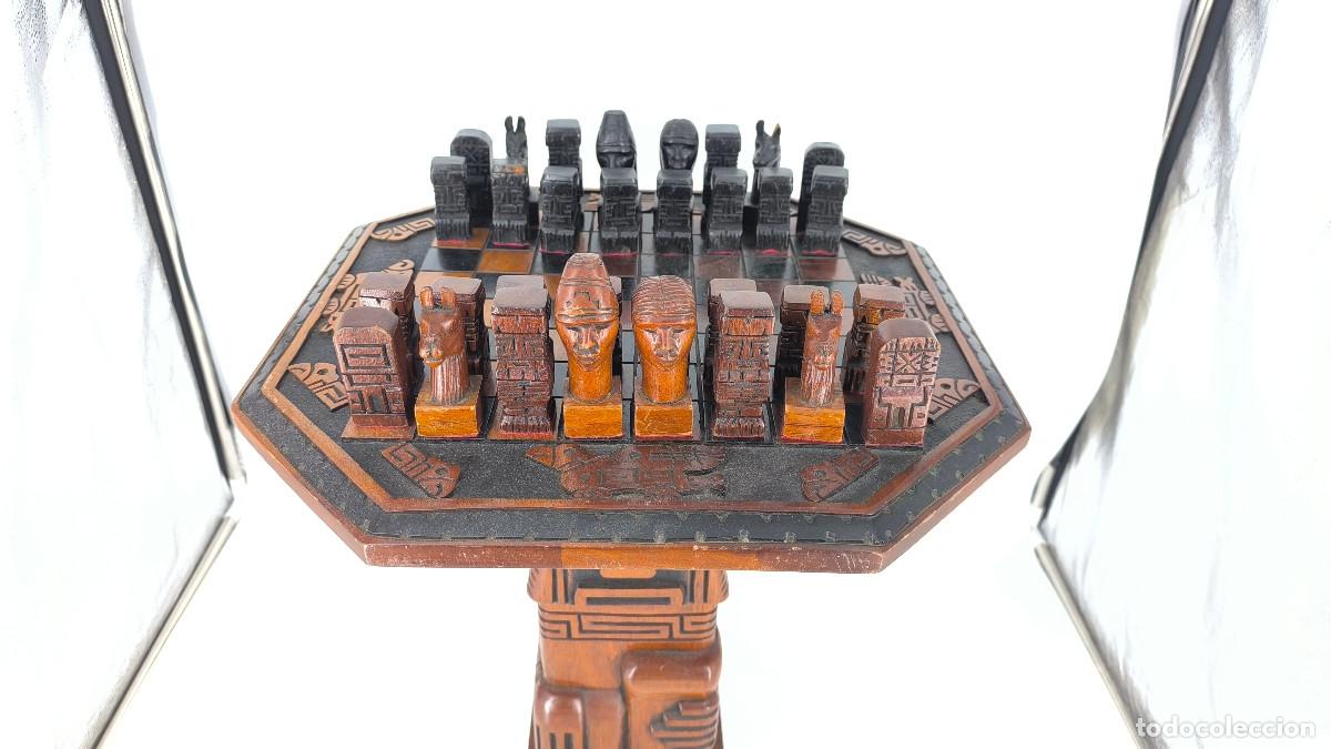 Juegos de mesa: Ajedrez Maya antiguo tallado a mano en Madera de Cedro - Foto 3