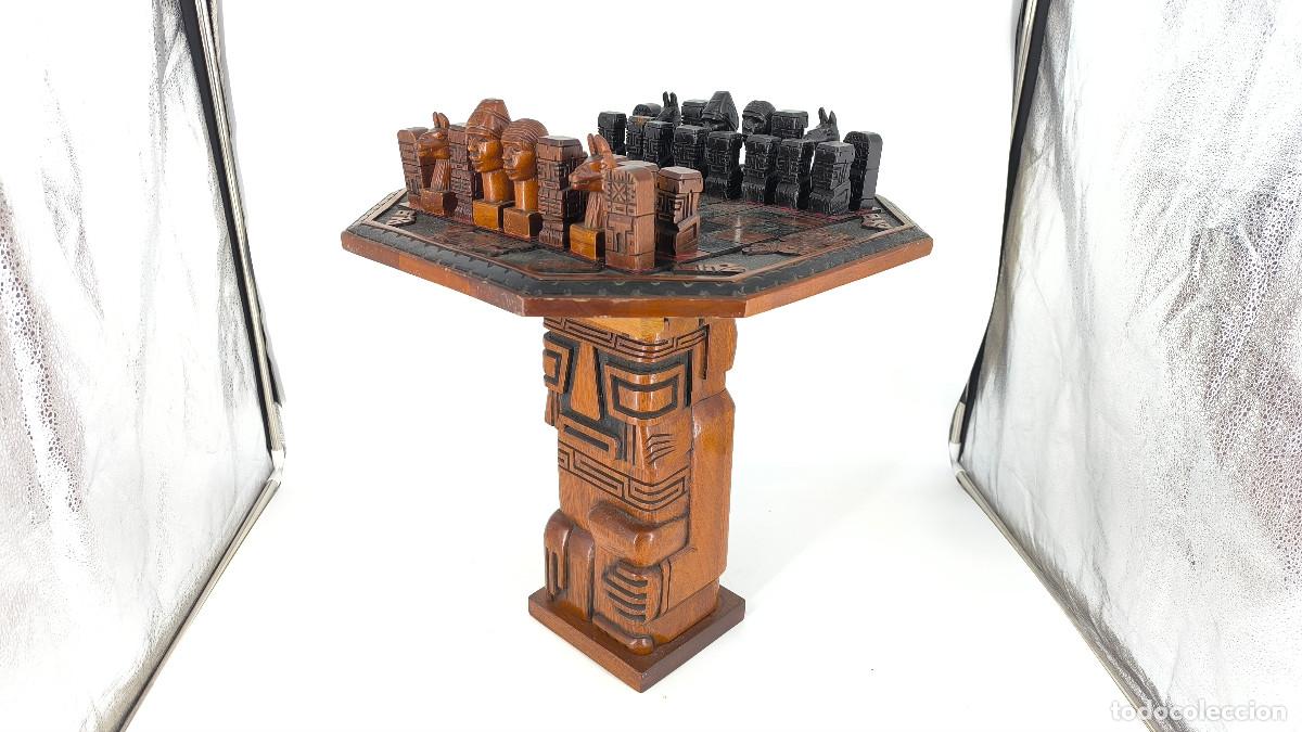 Juegos de mesa: Ajedrez Maya antiguo tallado a mano en Madera de Cedro - Foto 5