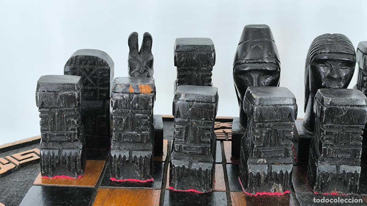 Juegos de mesa: Ajedrez Maya antiguo tallado a mano en Madera de Cedro - Foto 8