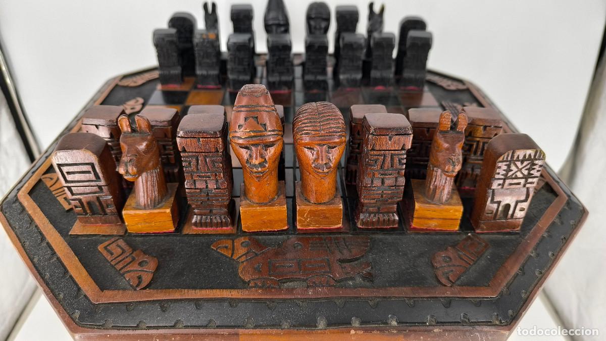 Juegos de mesa: Ajedrez Maya antiguo tallado a mano en Madera de Cedro - Foto 11