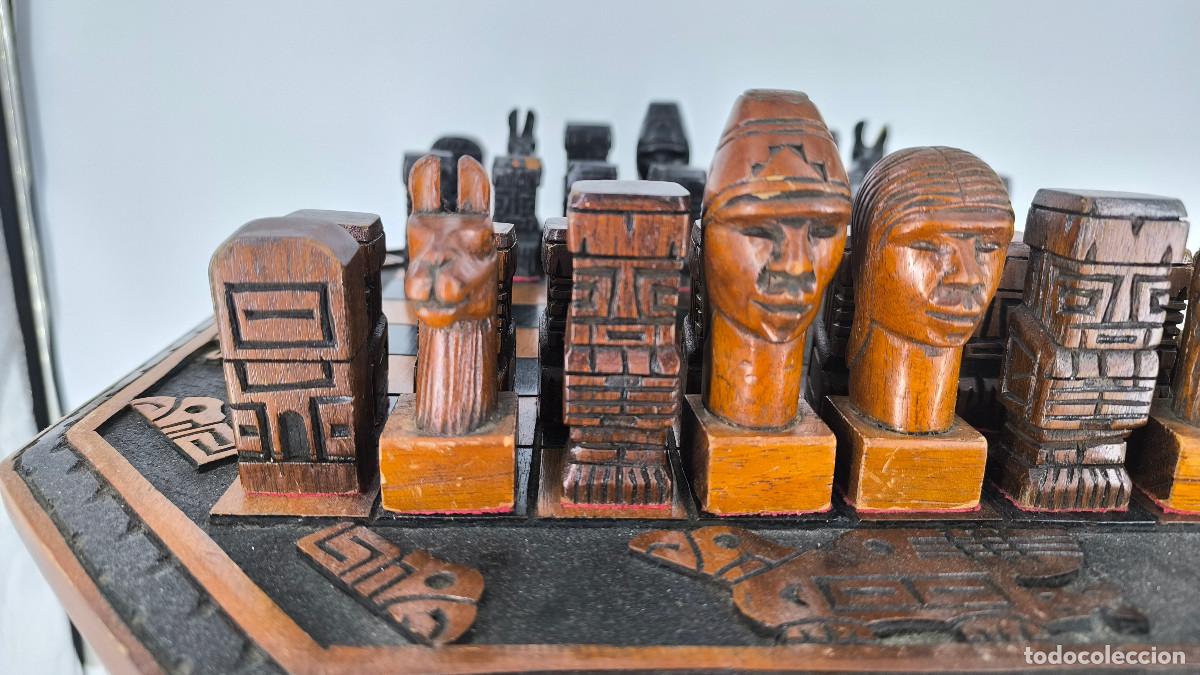 Juegos de mesa: Ajedrez Maya antiguo tallado a mano en Madera de Cedro - Foto 12