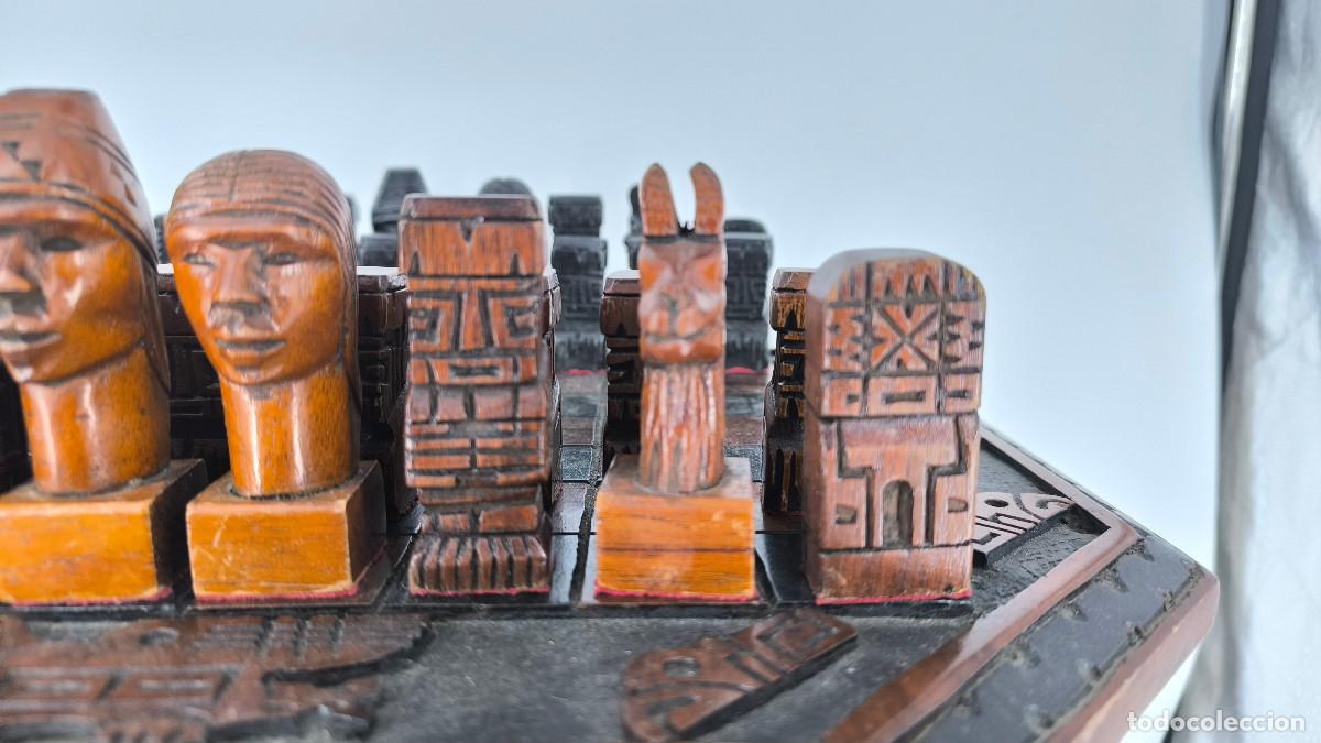 Juegos de mesa: Ajedrez Maya antiguo tallado a mano en Madera de Cedro - Foto 14