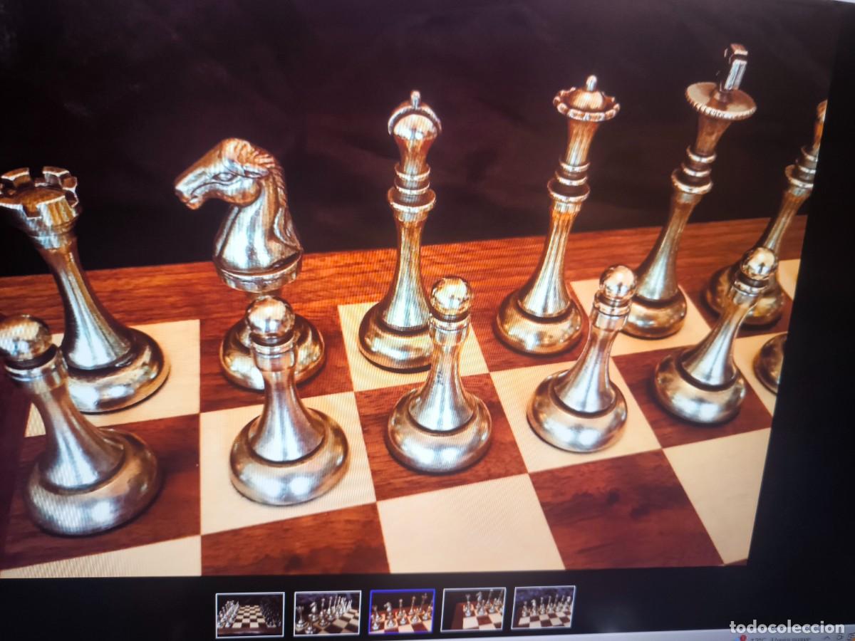 Juegos de mesa: Ajedrez de Bronce sobre tabla de madera. - Foto 6