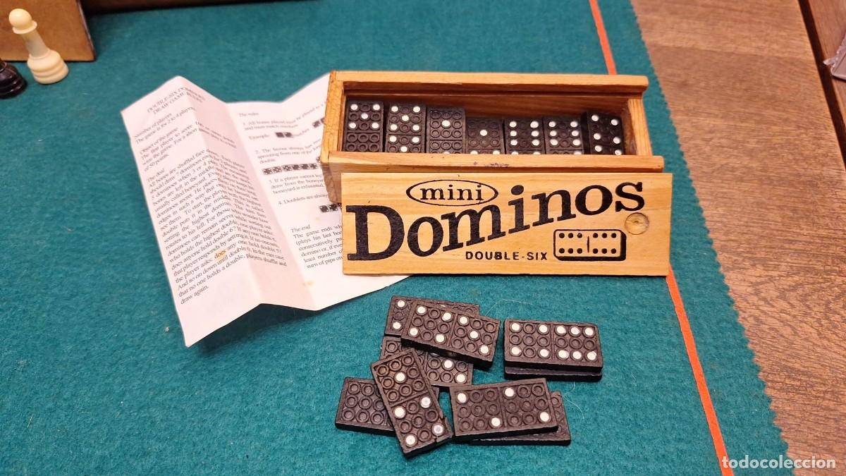 Juegos de mesa: Antiguo Mini Domino en Caja de Madera - Foto 2