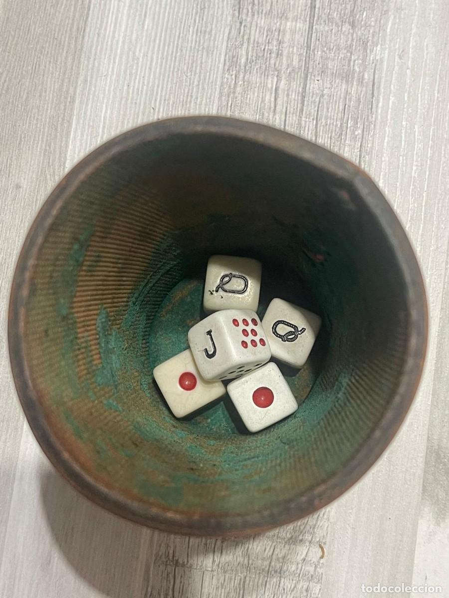 Juegos de mesa: ANTIGUO CUBILETE CUERO COSIDO - Foto 2