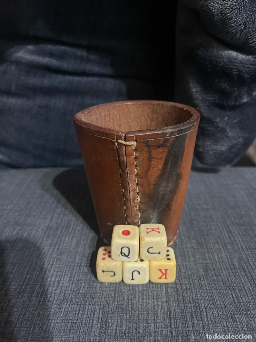 Juegos de mesa: CUBILETE CUERO ANTIGUO MARRON OSCURO - Foto 5