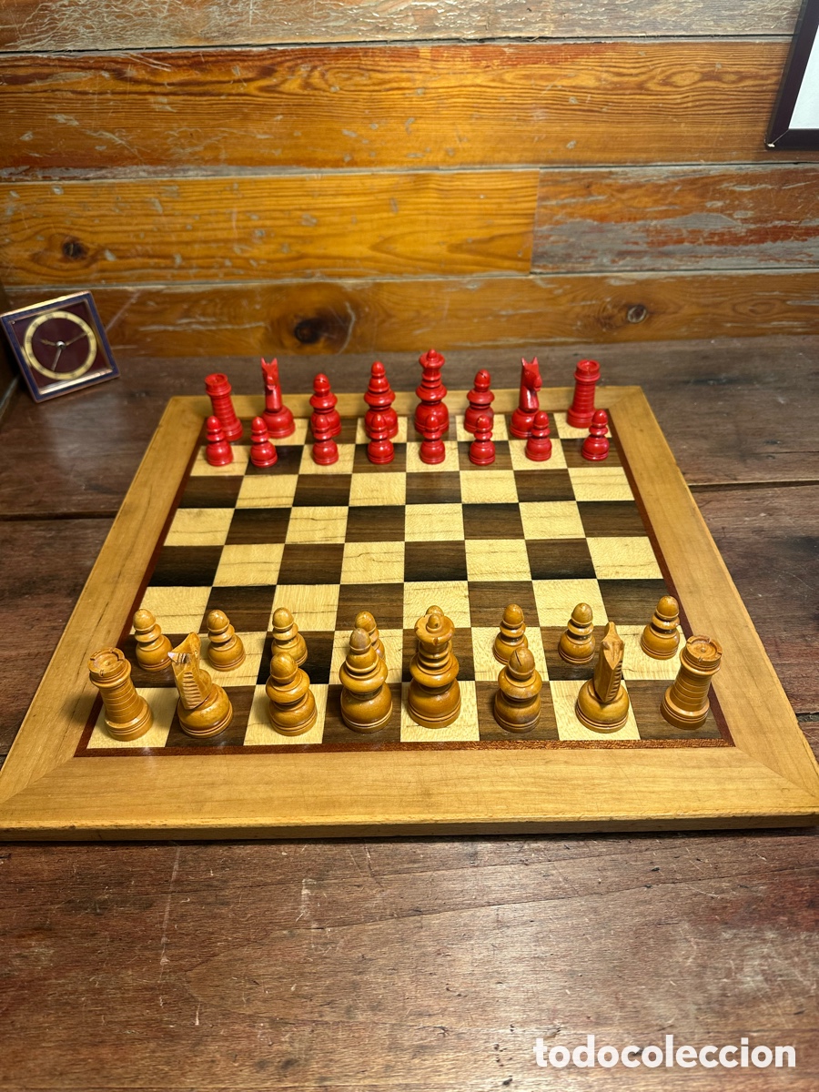 Juegos de mesa: Ajedrez rojo vintage madera - Foto 2