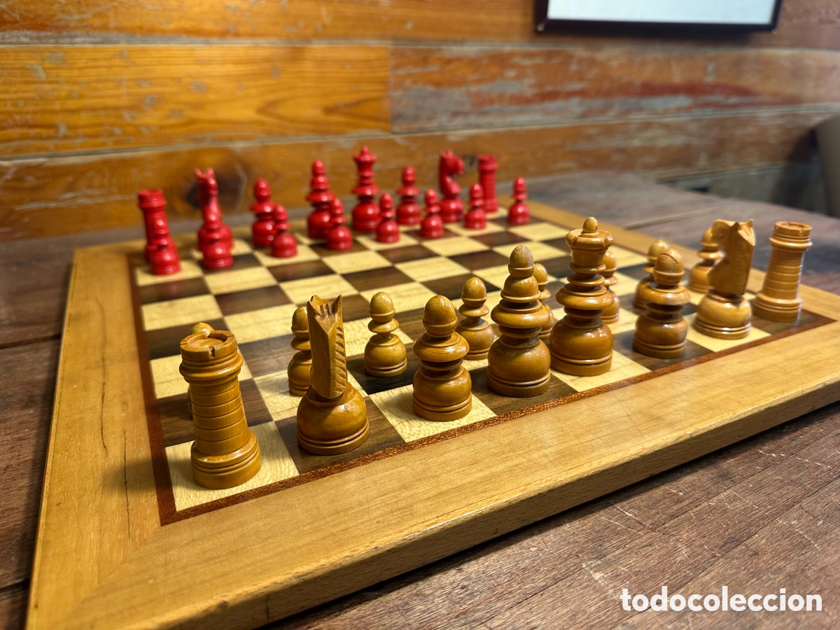 Juegos de mesa: Ajedrez rojo vintage madera - Foto 3