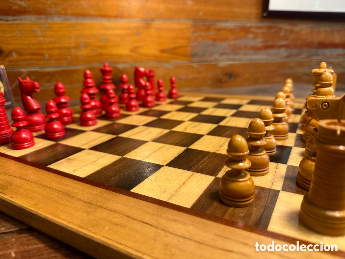 Juegos de mesa: Ajedrez rojo vintage madera - Foto 4