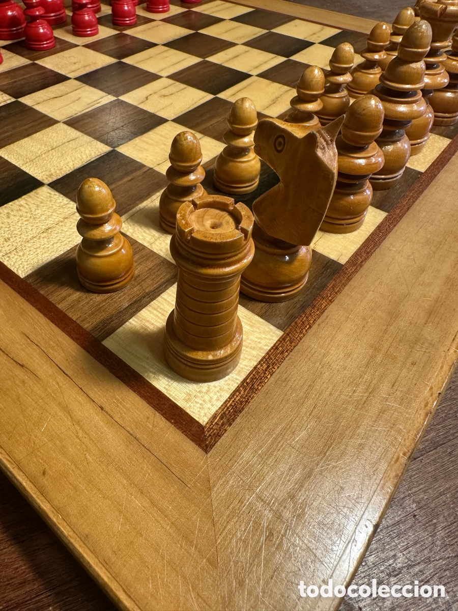 Juegos de mesa: Ajedrez rojo vintage madera - Foto 5