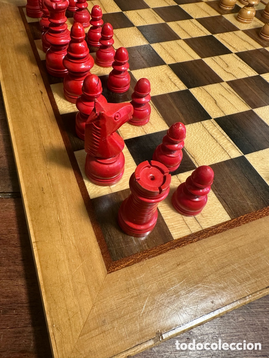 Juegos de mesa: Ajedrez rojo vintage madera - Foto 6