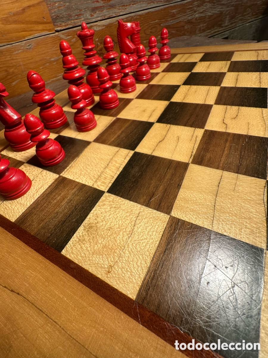 Juegos de mesa: Ajedrez rojo vintage madera - Foto 8