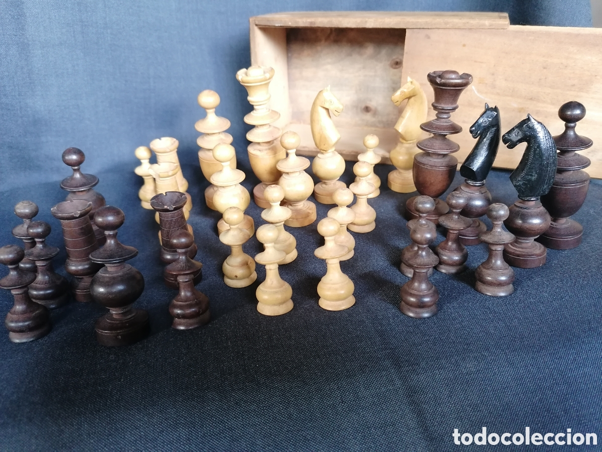 Juegos de mesa: Antiguo juego de ajedrez de boj - Foto 1