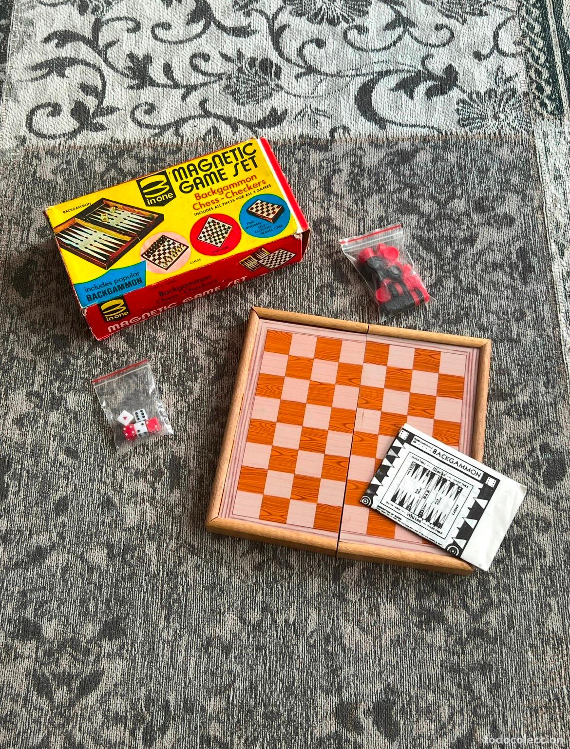 Juegos de mesa: MAGNETIC GAME SET - BACKGAMMON CHESS - CHECKERS - AJEDREZ DAMAS MAGN&Eacute;TICO - Foto 1