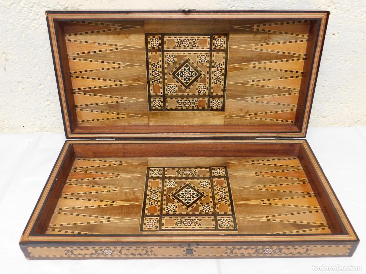 Juegos de mesa: JUEGO BACKGAMMON CON MARQUETERIA - Foto 1