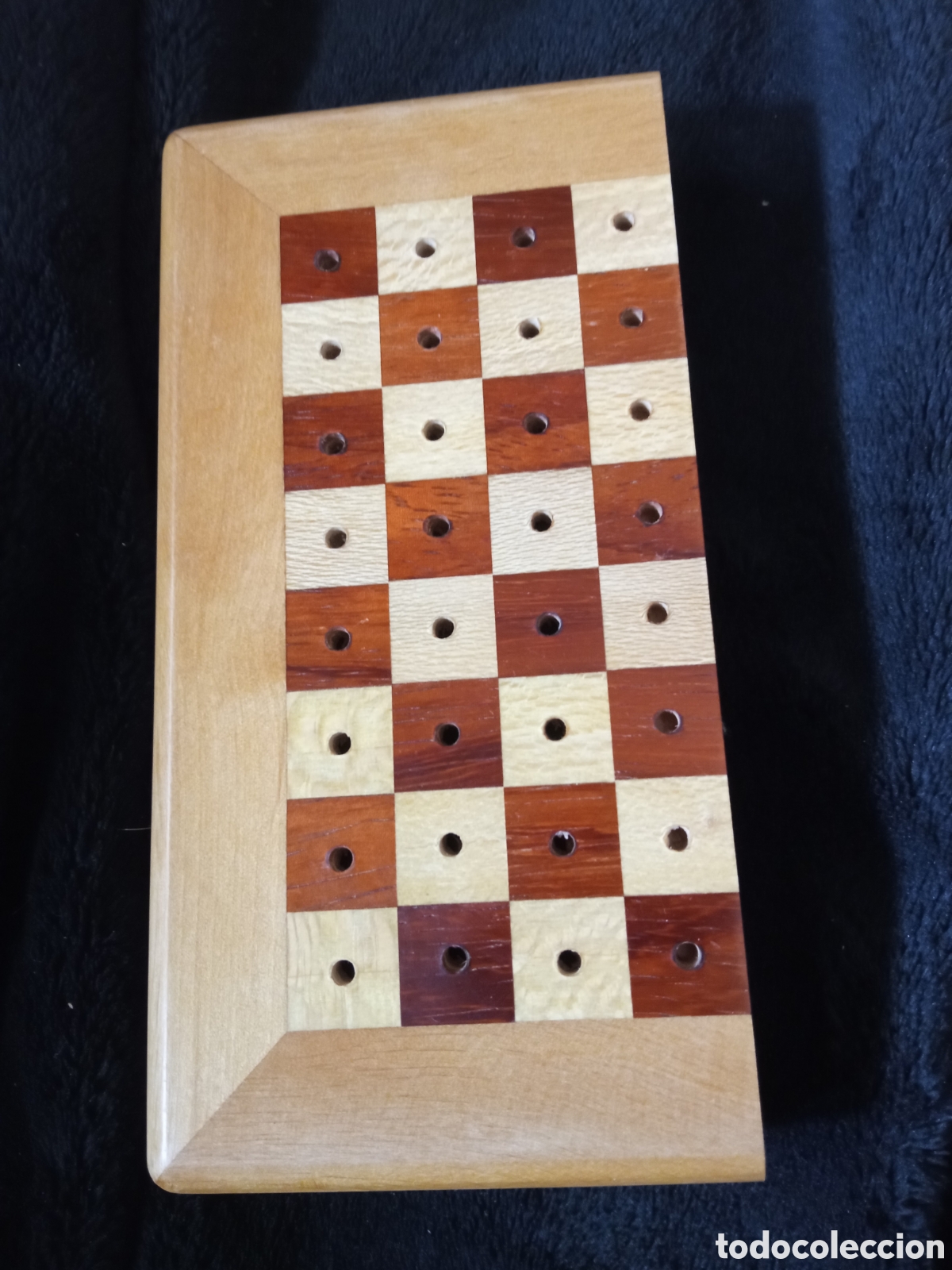 Juegos de mesa: Antiguo ajedrez de madera de bolsillo - Foto 3