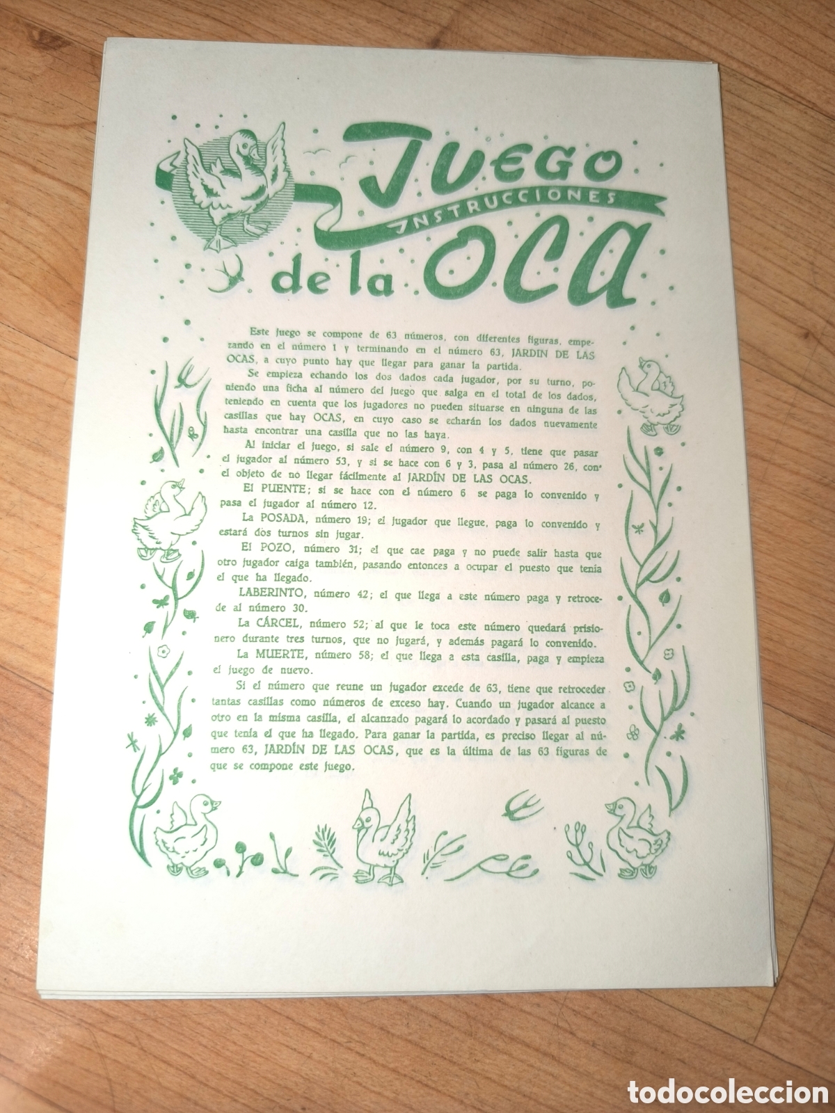 Juegos de mesa: Instrucciones del juego de la oca. Antiguo - Foto 1