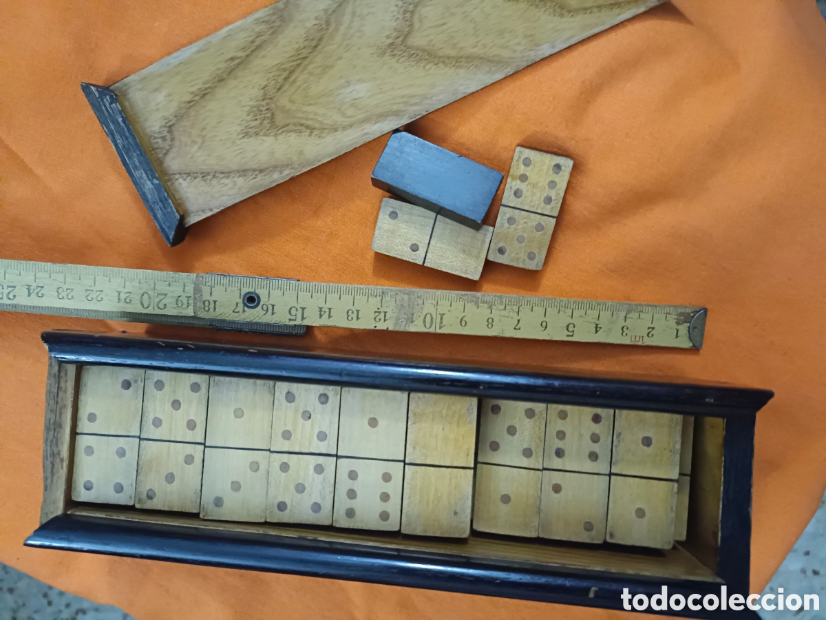 Juegos de mesa: Conjunto antiguo de Dominos en caja de madera - Foto 3