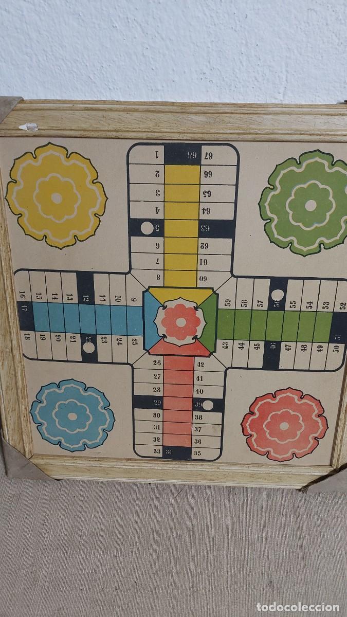Juegos de mesa: Antiguo parchis en cart&oacute;n y enmarcado - Foto 2