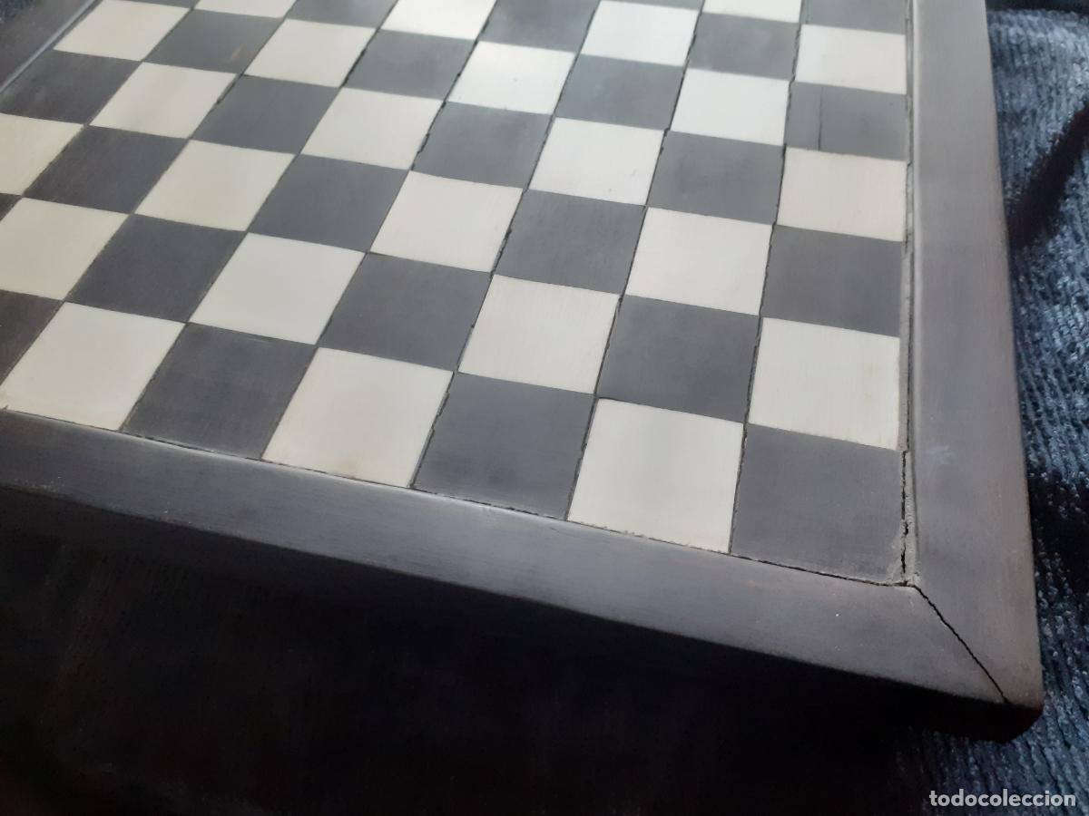Juegos de mesa: Tablero antiguo de ajedrez ebano y marfil - Foto 4