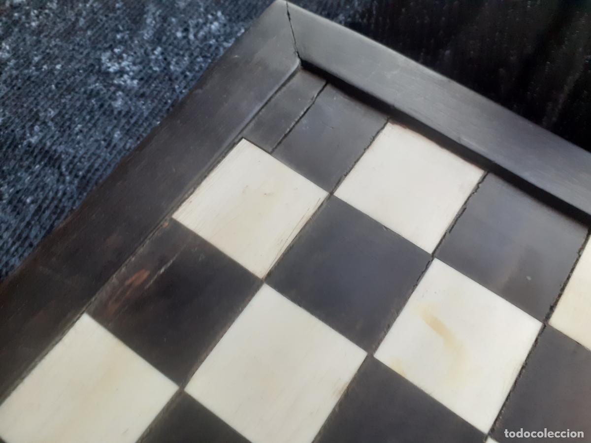 Juegos de mesa: Tablero antiguo de ajedrez ebano y marfil - Foto 8