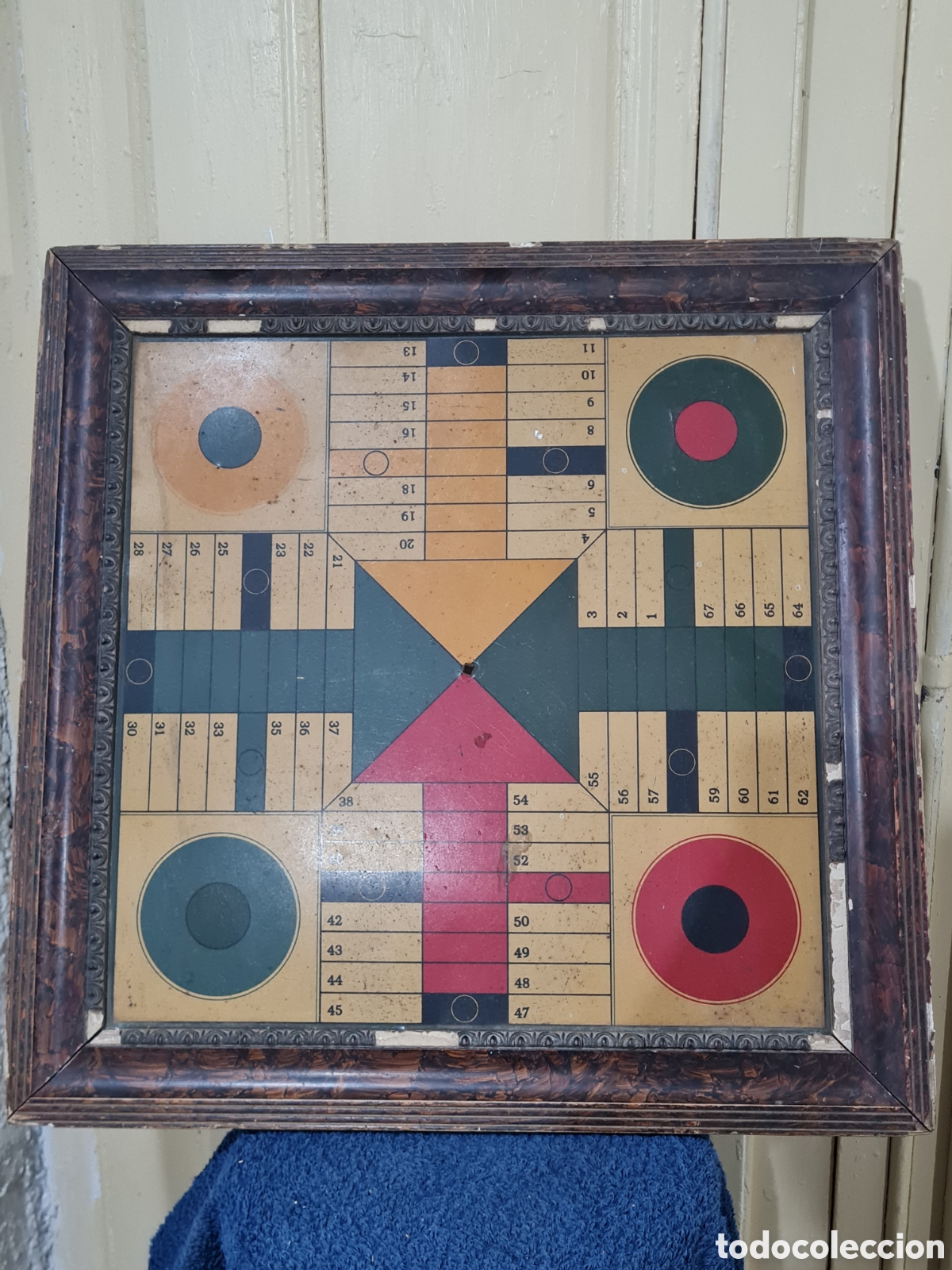 Juegos de mesa: Antiguo parch&iacute;s de chapa y madera - Foto 1