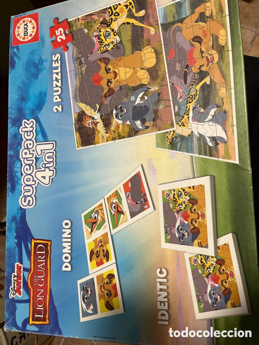 Juegos de mesa: Domino y dos puzzles en carton&eacute; de el rey Le&oacute;n (educa) - Foto 1