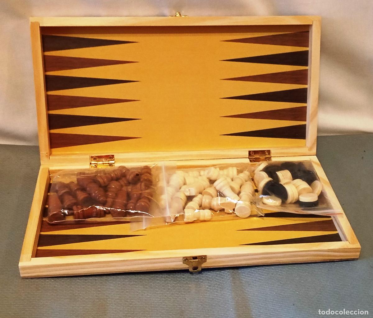 Juegos de mesa: Juego de mesa 3 en 1: Ajedrez, Damas y Backgammon - Foto 1