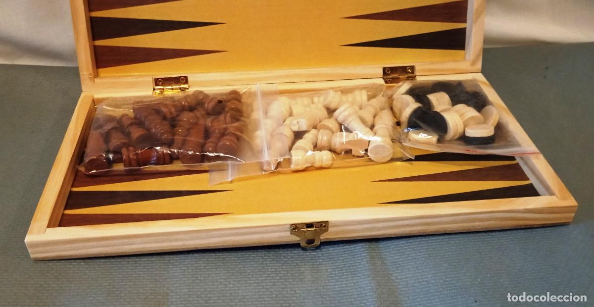 Juegos de mesa: Juego de mesa 3 en 1: Ajedrez, Damas y Backgammon - Foto 3