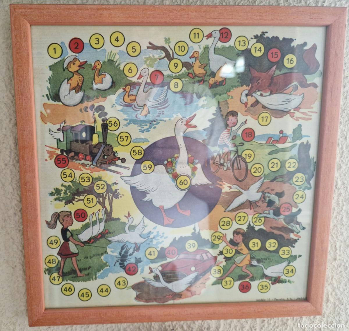 Juegos de mesa: ANTIGUO JUEGO DE LA OCA CON MARCO DE CRISTAL DE CREACIONES COROMINAS