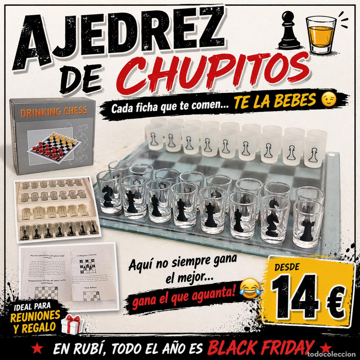 Juegos de mesa: AJEDREZ DE CHUPITOS ' DRINKING CHESS' / EN CRISTAL / COMPLETO / LEER