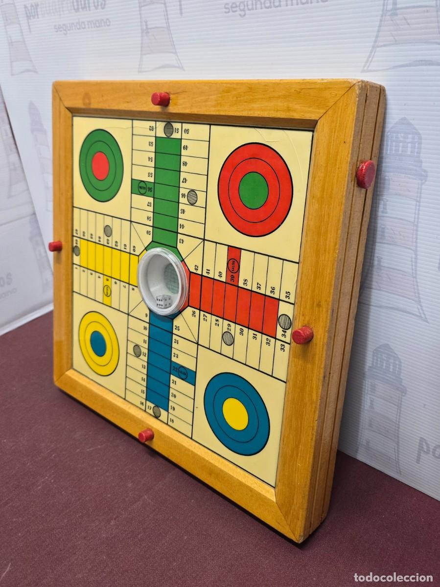 Juegos de mesa: Tablero Parch&iacute;s Madera Antiguo con dado central - Foto 3