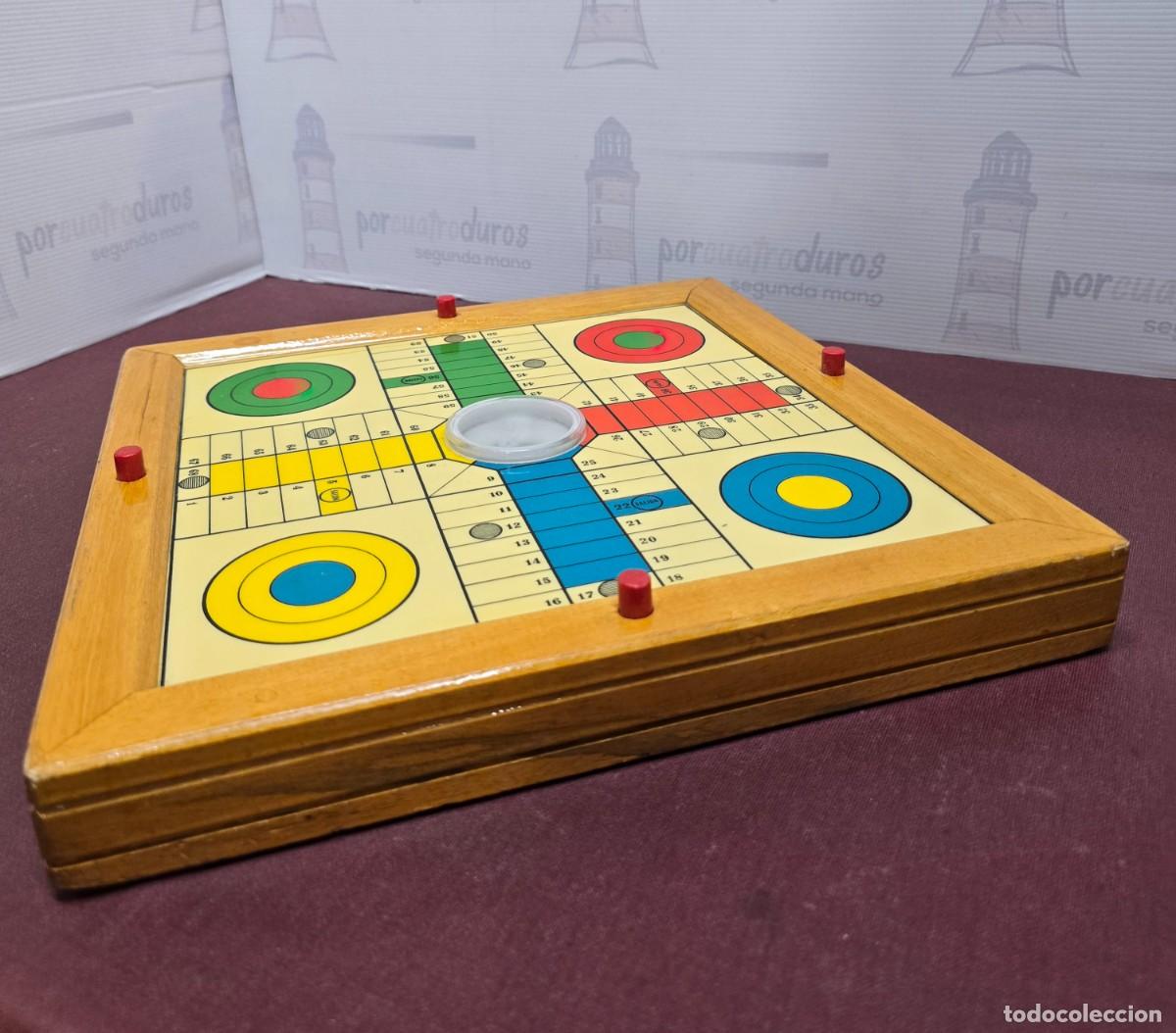 Juegos de mesa: Tablero Parch&iacute;s Madera Antiguo con dado central - Foto 4
