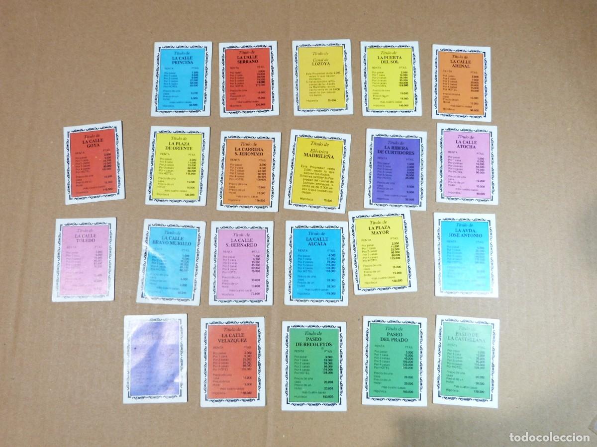 Juegos de mesa: Lote 22 tarjetas del juego de mesa Monopoly de los a&ntilde;os 80 o 90