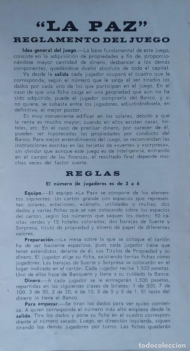 Juegos de mesa: ANTIGUO JUEGO DE MESA ( LA PAZ ) D&Eacute;CADA DE LOS 60 . - Foto 2
