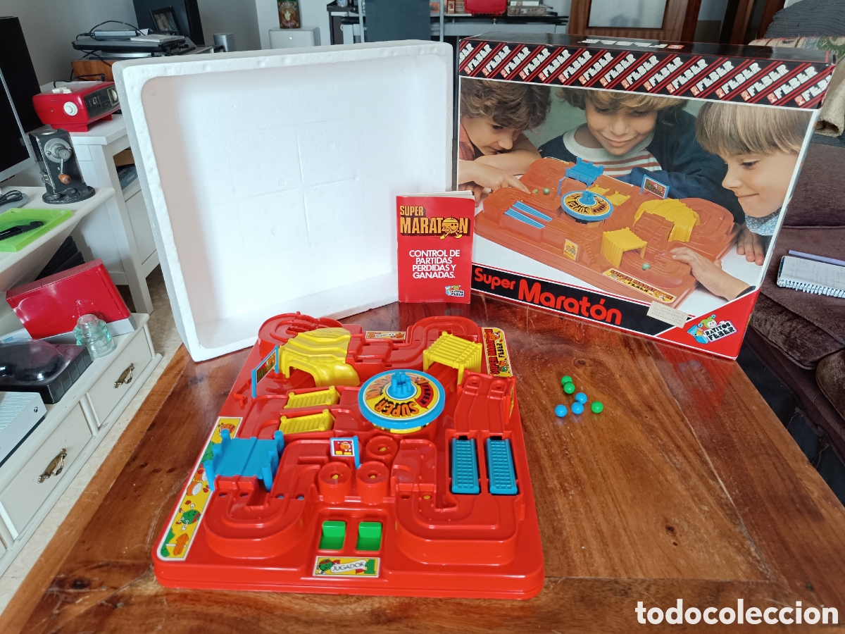 Juegos de mesa: Juego Super Marat&oacute;n de Feber - Completo con Caja Original, Corcho y Manual - A&ntilde;os 80