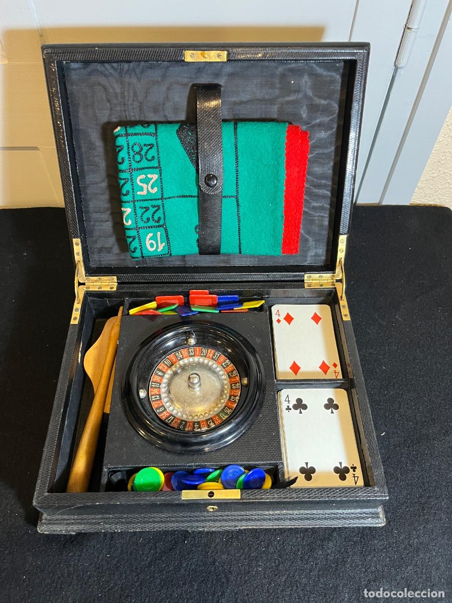 Juegos de mesa: Set casino port&aacute;til vintage ruleta p&oacute;ker fichas malet&iacute;n juegos a&ntilde;os 50 60 Juegos mesa