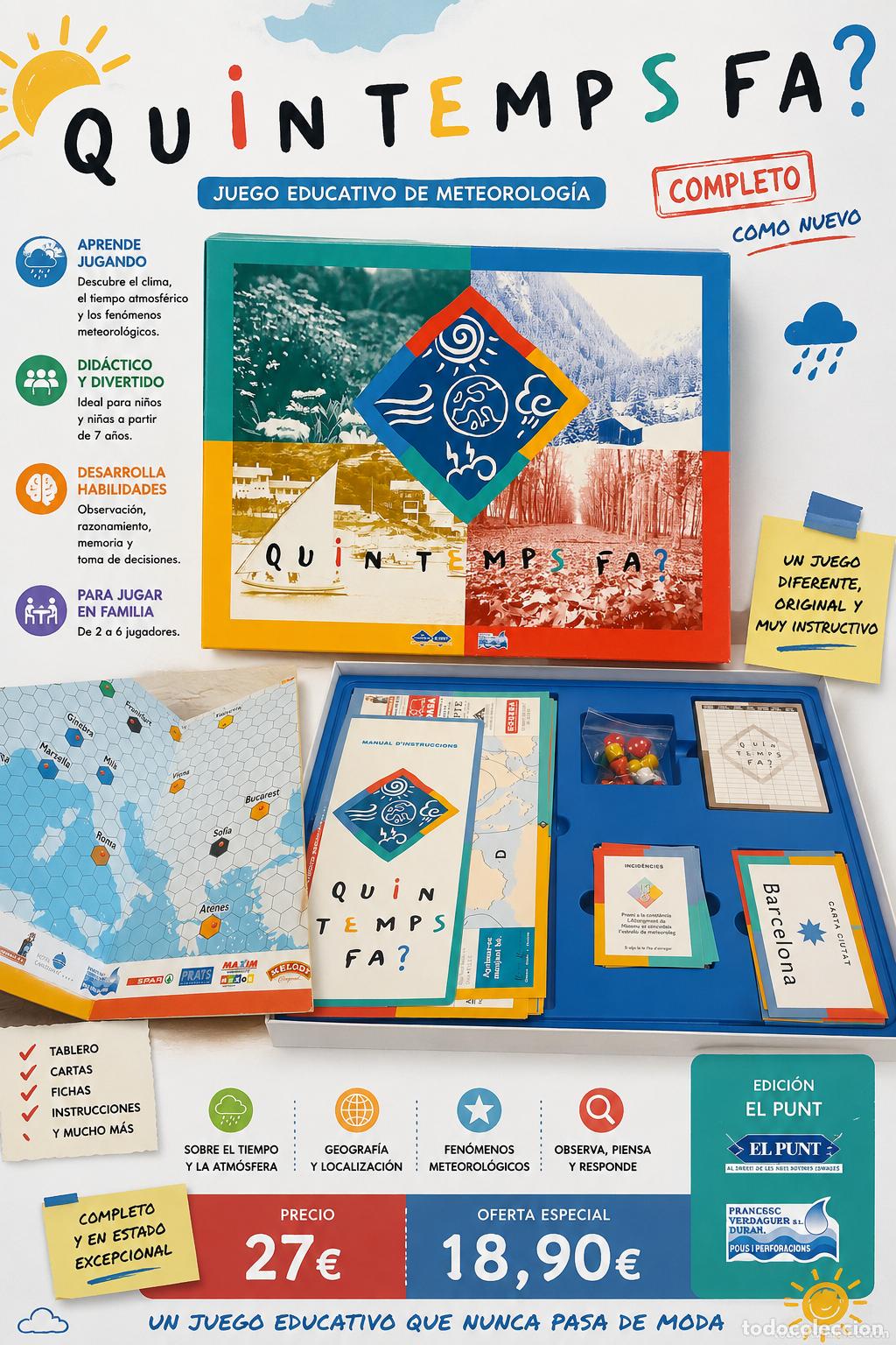 Juegos de mesa: QUIN TEMPS FA? / JUEGO DE MESA EDUCATIVO SOBRE METEOROLOG&Iacute;A / COMPLETO