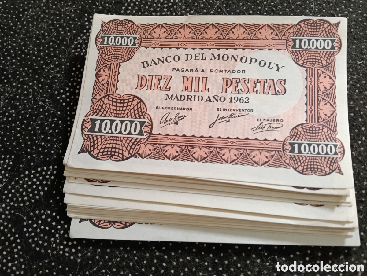 Juegos de mesa: Monopoly 1962 - 34 billetes de 10.000 pts, en un estado normal.