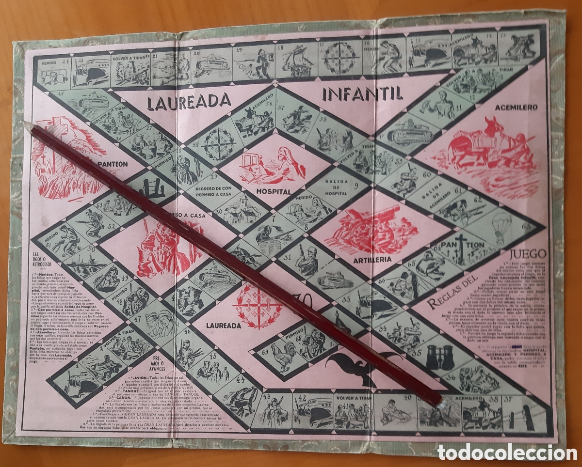 Juegos de mesa: Guerra civil, Falange Espa&ntilde;ola.Juego de mesa &rdquo;Laureada Infantil&rdquo;. Original y rar&iacute;simo