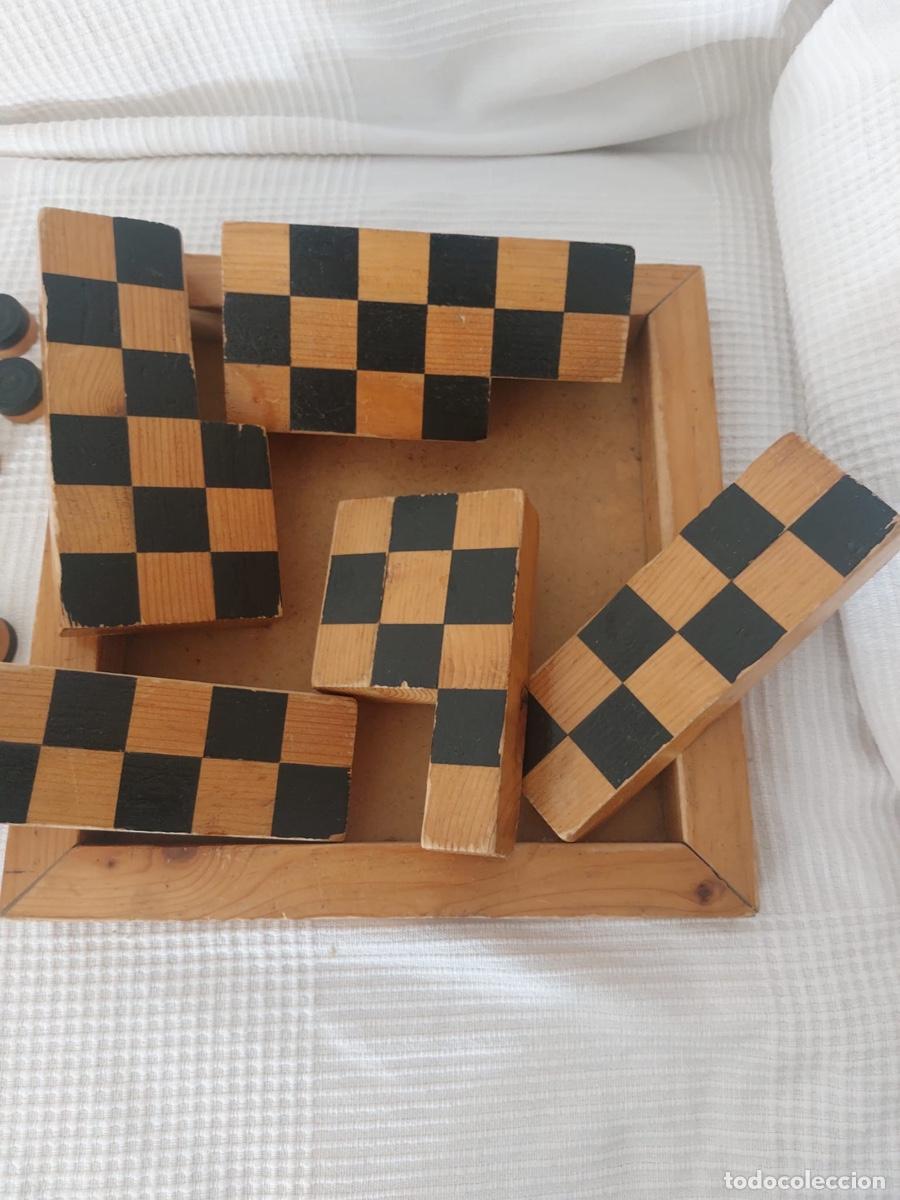 Juegos de mesa: JUEGO DAMAS TABLERO HECHO A MANO DE 24 FICHAS
