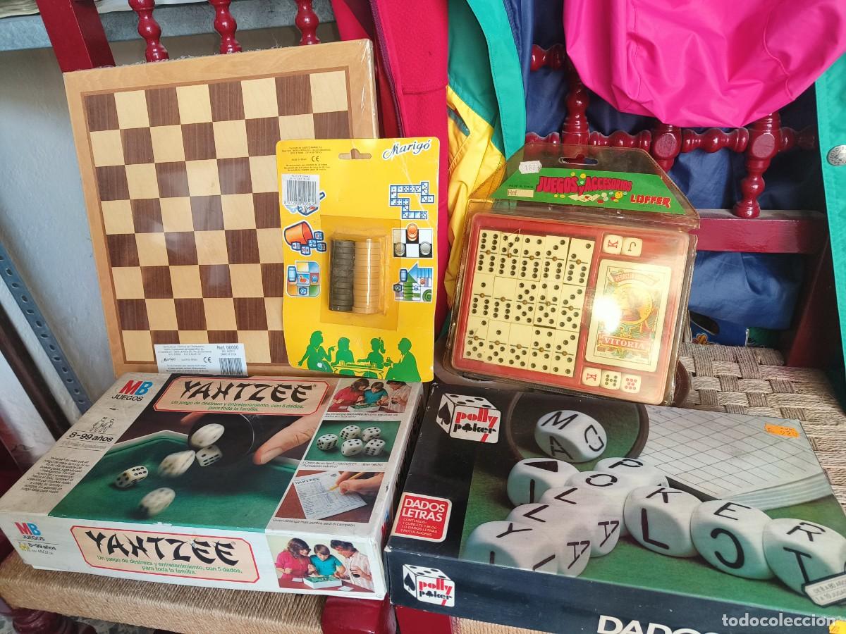 Juegos de mesa: Blister Domarch Loffer domin&oacute; dados baraja + Tablero y damas Marig&oacute; + Yantzee + Polly Poker.Sin uso