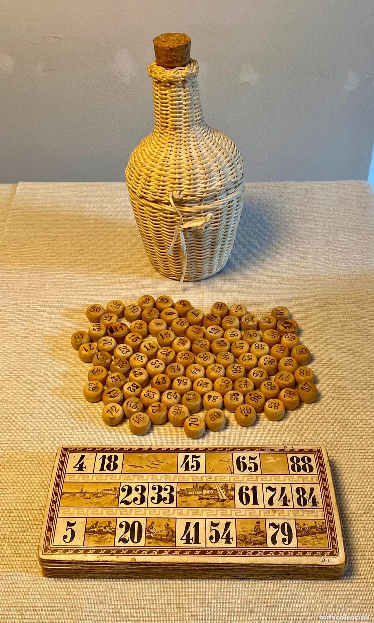 Juegos de mesa: ANTIGUO CESTO GARRAFA DE MIMBRE PARA EL JUEGO DE QUINA , QUINTU, BINGO