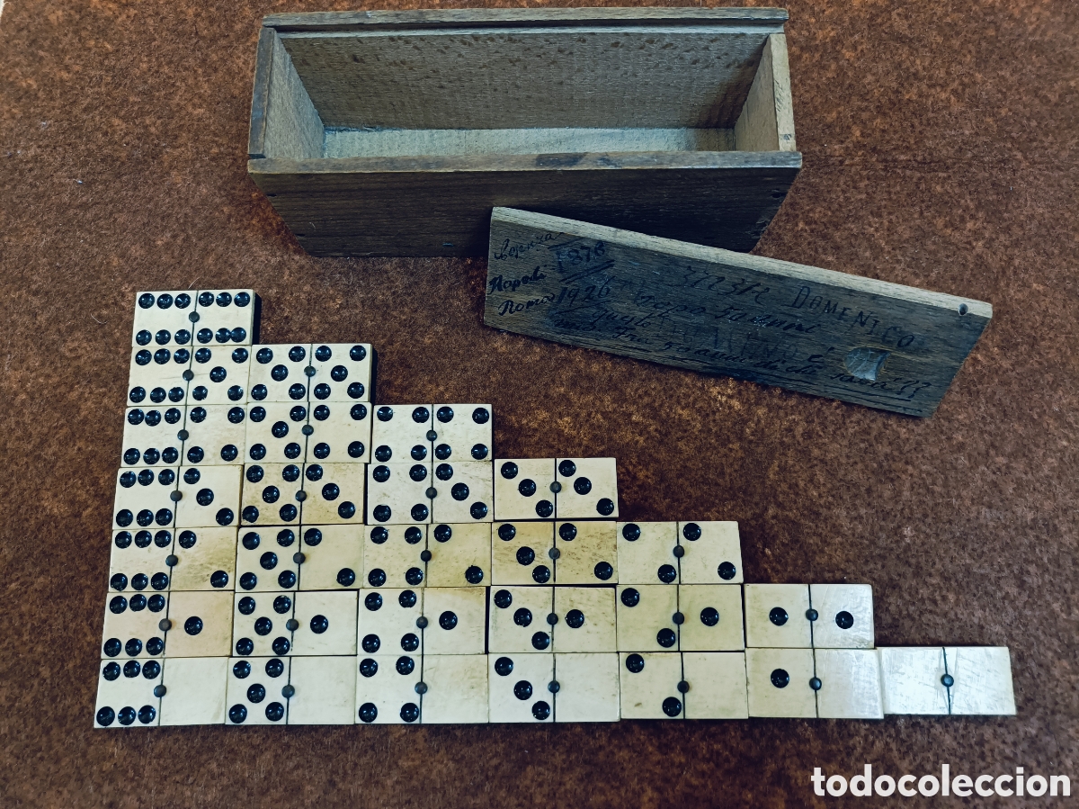 Juegos de mesa: ANTIGUO JUEGO DE DOMINO . SIGLO XIX. FICHAS DE HUESO Y EBANO . COMPLETO CON CAJA