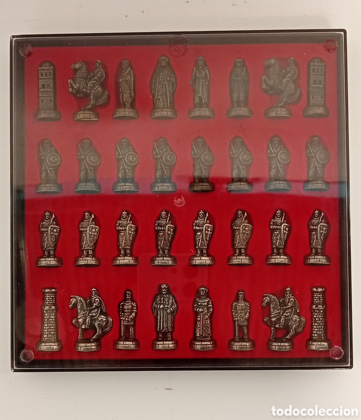 Juegos de mesa: AJEDREZ METALICO PIEZAS ESTILO MEDIEVAL + TABLERO