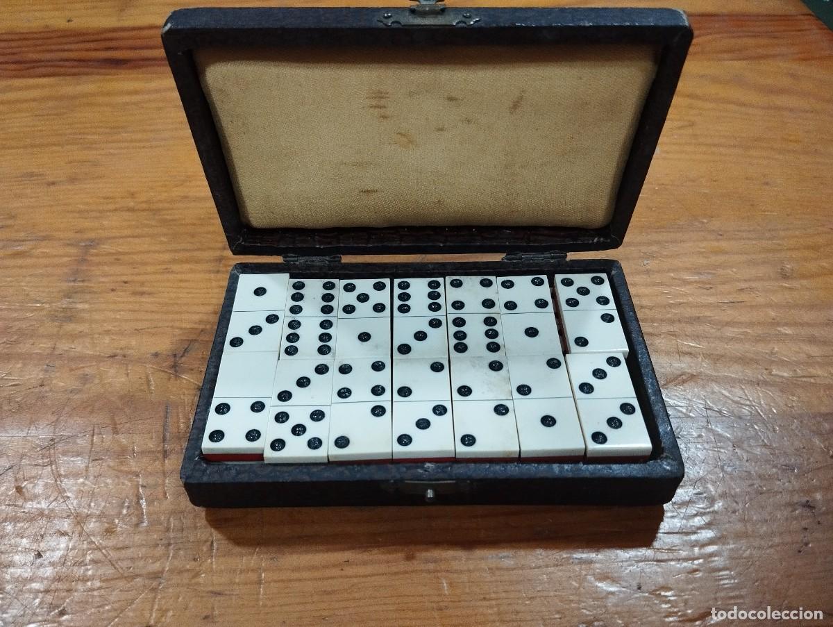 Juegos de mesa: DOMIN&Oacute; PEQUE&Ntilde;O ANTIGUO DE METACRITALITO EN ESTUCHE.