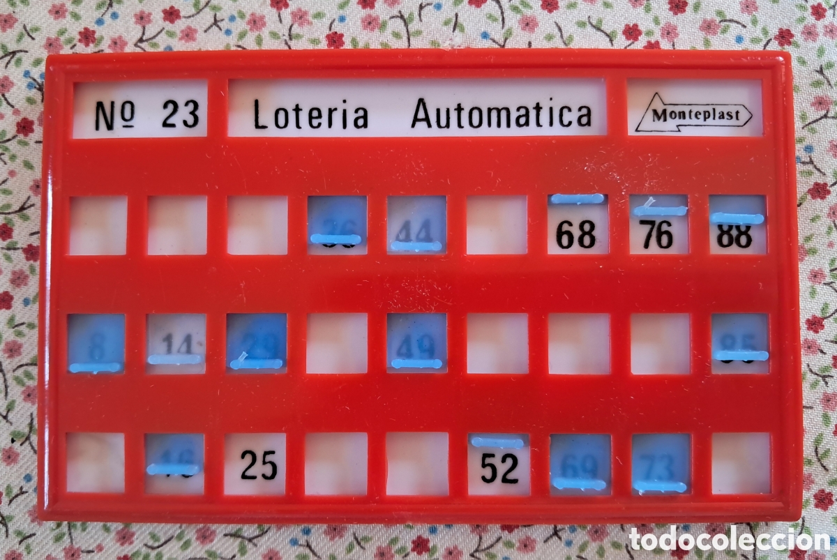 Juegos de mesa: Monteplast. Loteria automatica. Carton n&deg; 23. Ficha de bingo