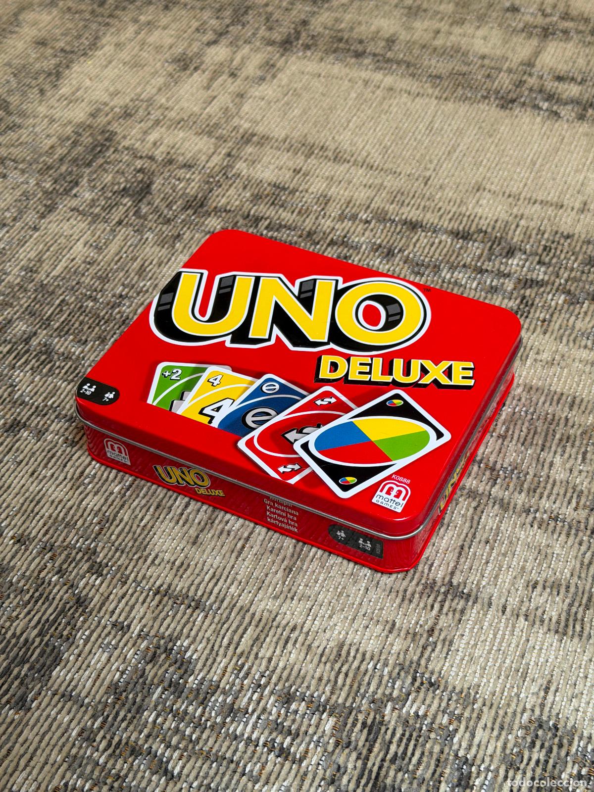 Juegos de mesa: CAJA VAC&Iacute;A MET&Aacute;LICA JUEGO CARTAS UNO DELUXE