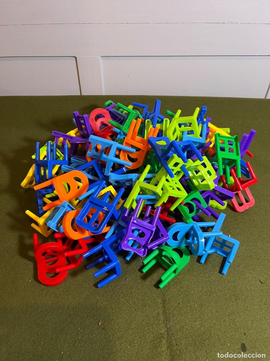 Jogos de mesa: Juego de apilar sillas de colores &ndash; Juego de habilidad y equilibrio con 80 piezas aprox.